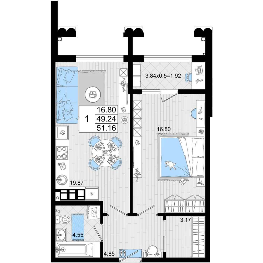 1-комнатная
