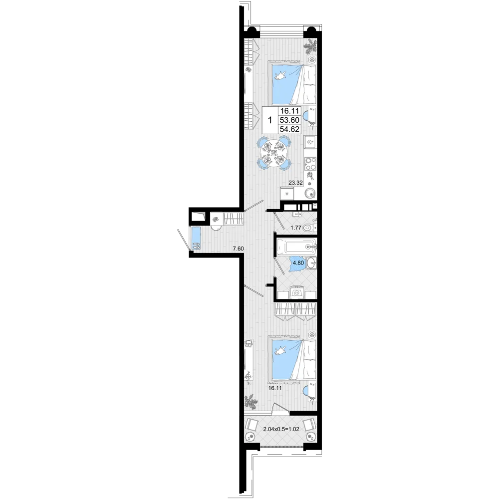 1-комнатная