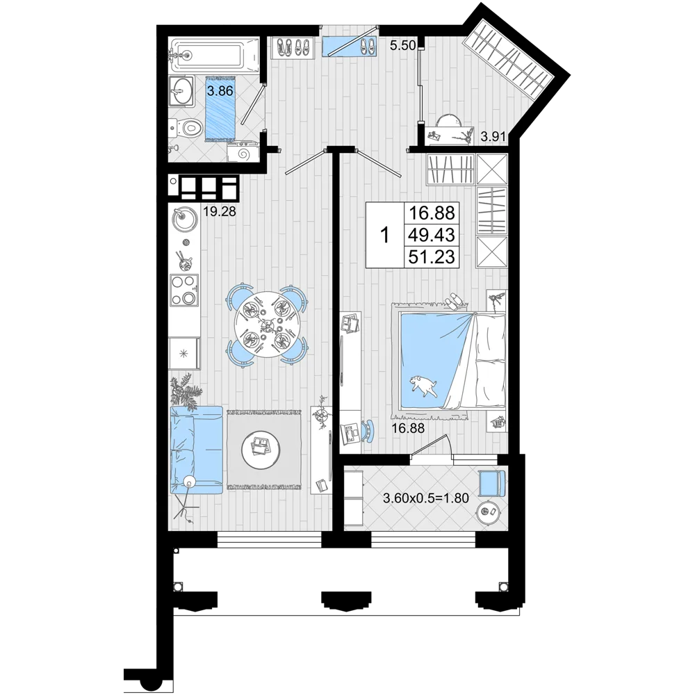 1-комнатная