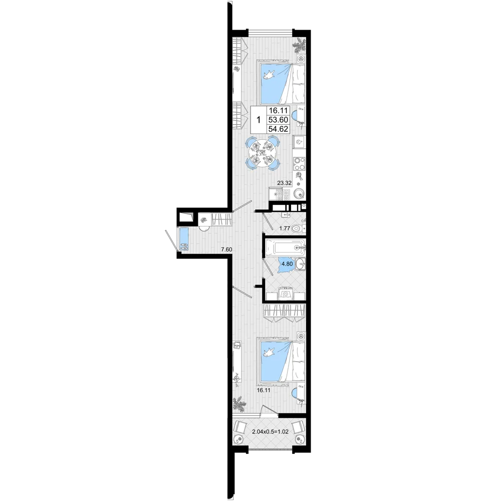 1-комнатная