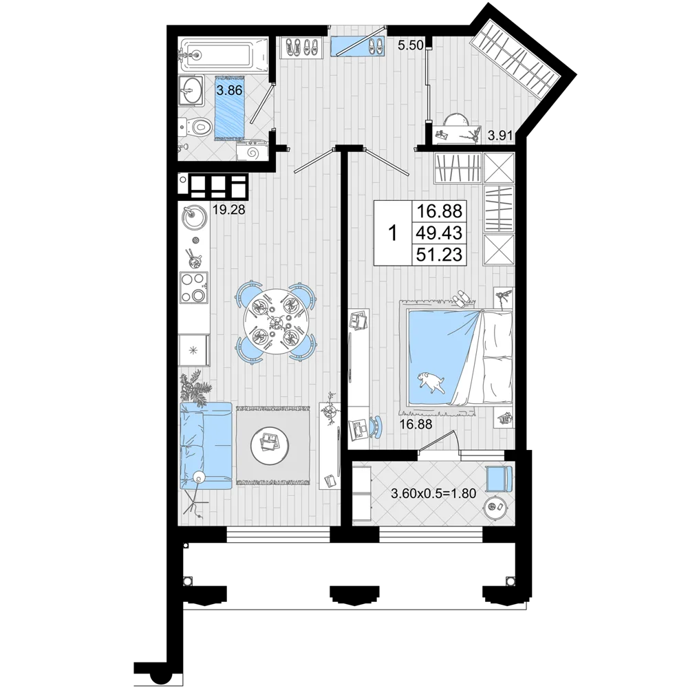 1-комнатная
