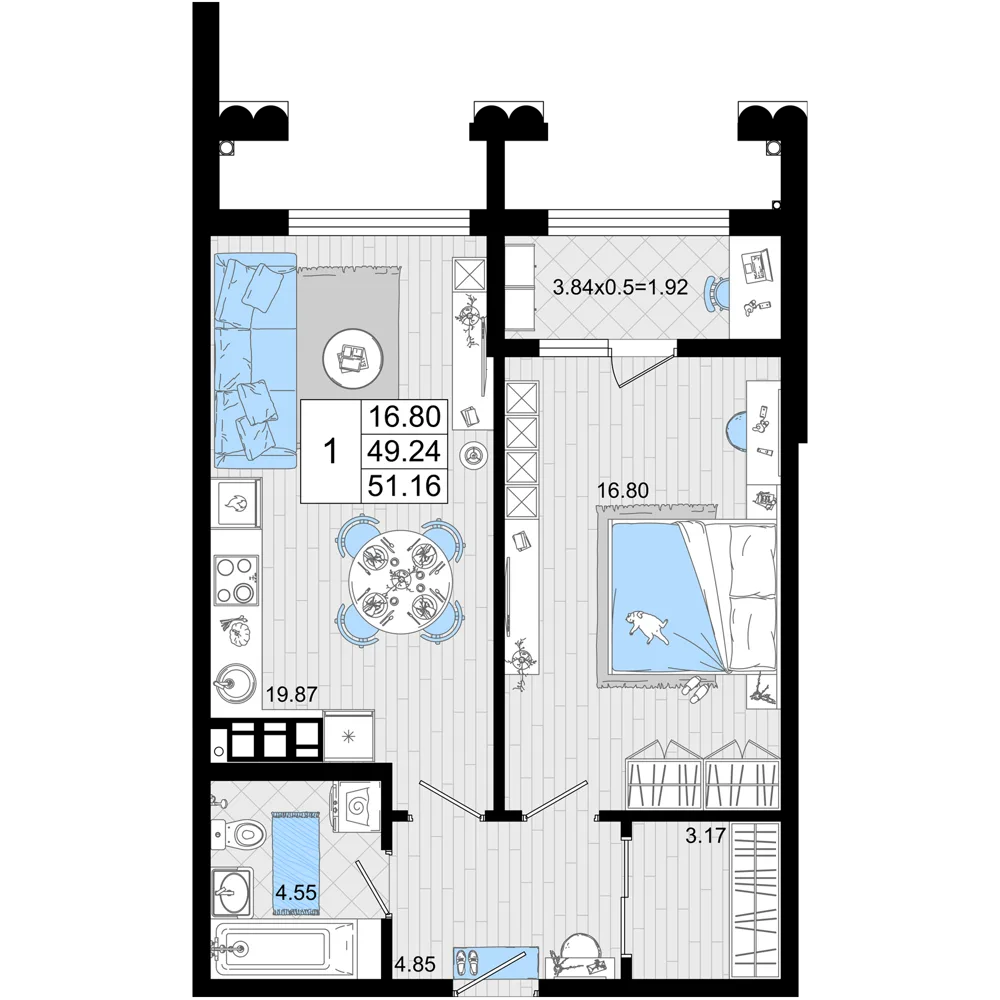 1-комнатная