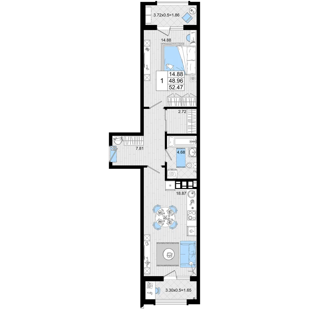 1-комнатная