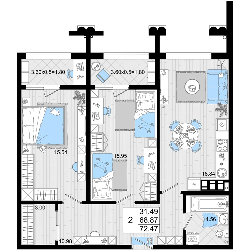 2-комнатная