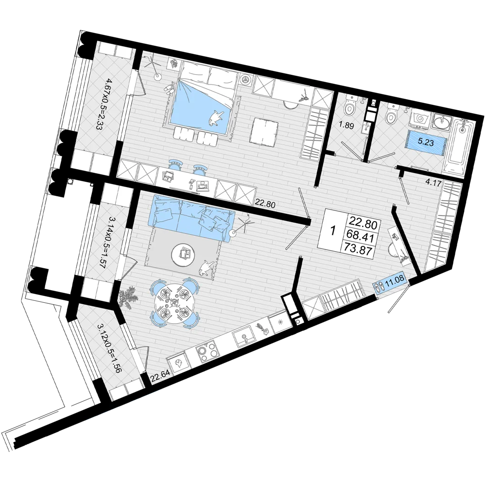 1-комнатная
