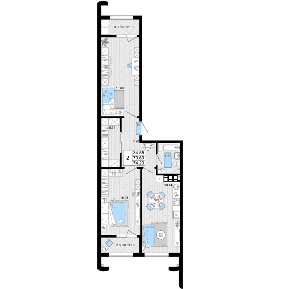2-комнатная