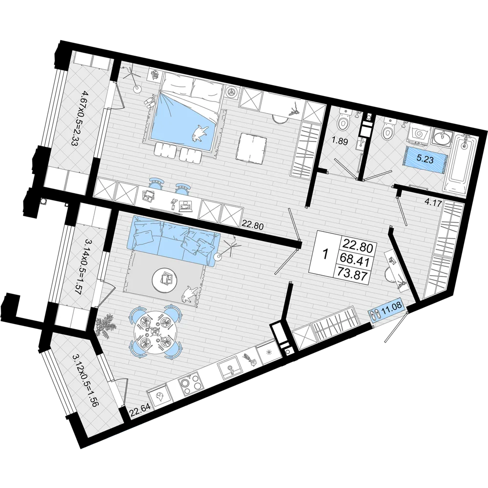 1-комнатная